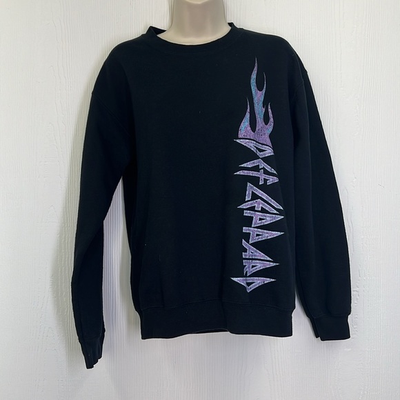 Def Leppard - Cheetah Pyromania Def Leppard Graphic Black Sweatshirt Size Small - Picture 2 of 9